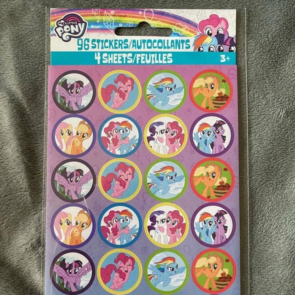 Hasbro My little Pony Stickers (4 Sheets) | Party Favors Teacher Supply Crafts
